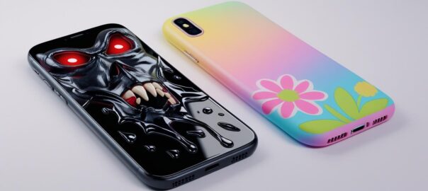Two mobile phone side by side representing the dangers of mobile phones for kids